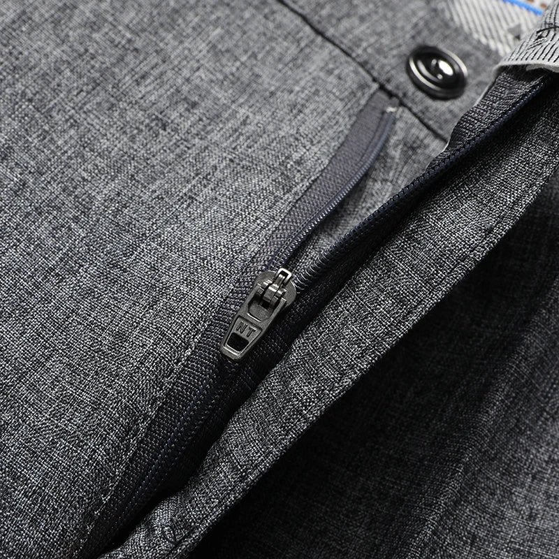 Mens Trousers Business Casual Pants Summer Autumn Dress Straight Pants Elastic Black Grey Loose Formal Pants