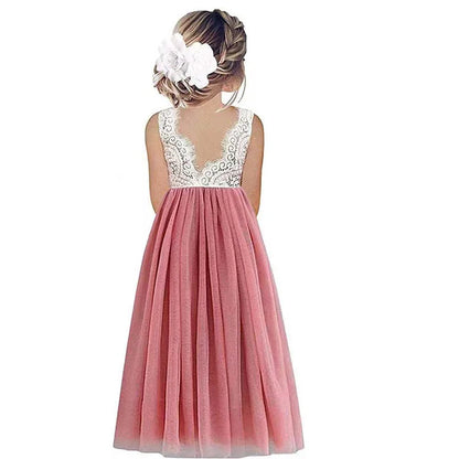 Princess Party Lace Flower Girl Dress Baby Kids Summer Wedding Birthday Dresses Children Clothing 2 4  6 8 10 12 14