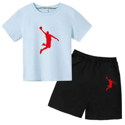 Basketball Idol Print Kids Summer Casual 2pcs T-shirts+Pants Sports Suits 3-13 Years Boys Girls Leisure Outfits Children Clothes