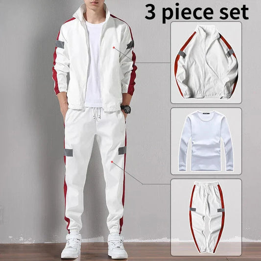 Sports Suit Men's Spring and Autumn Casual Running Sportswear Cardigan Casual Sweater Three-piece Suit