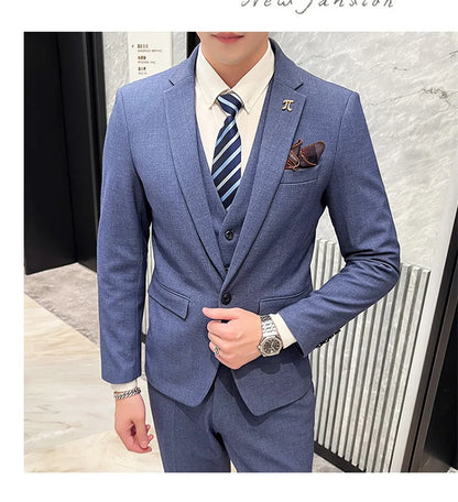 S-5XL Jacket Vest Pants Boutique Solid Color Casual Business Office Slim Mens Suit Groom Wedding Gown Blazer Waist Coat Trousers