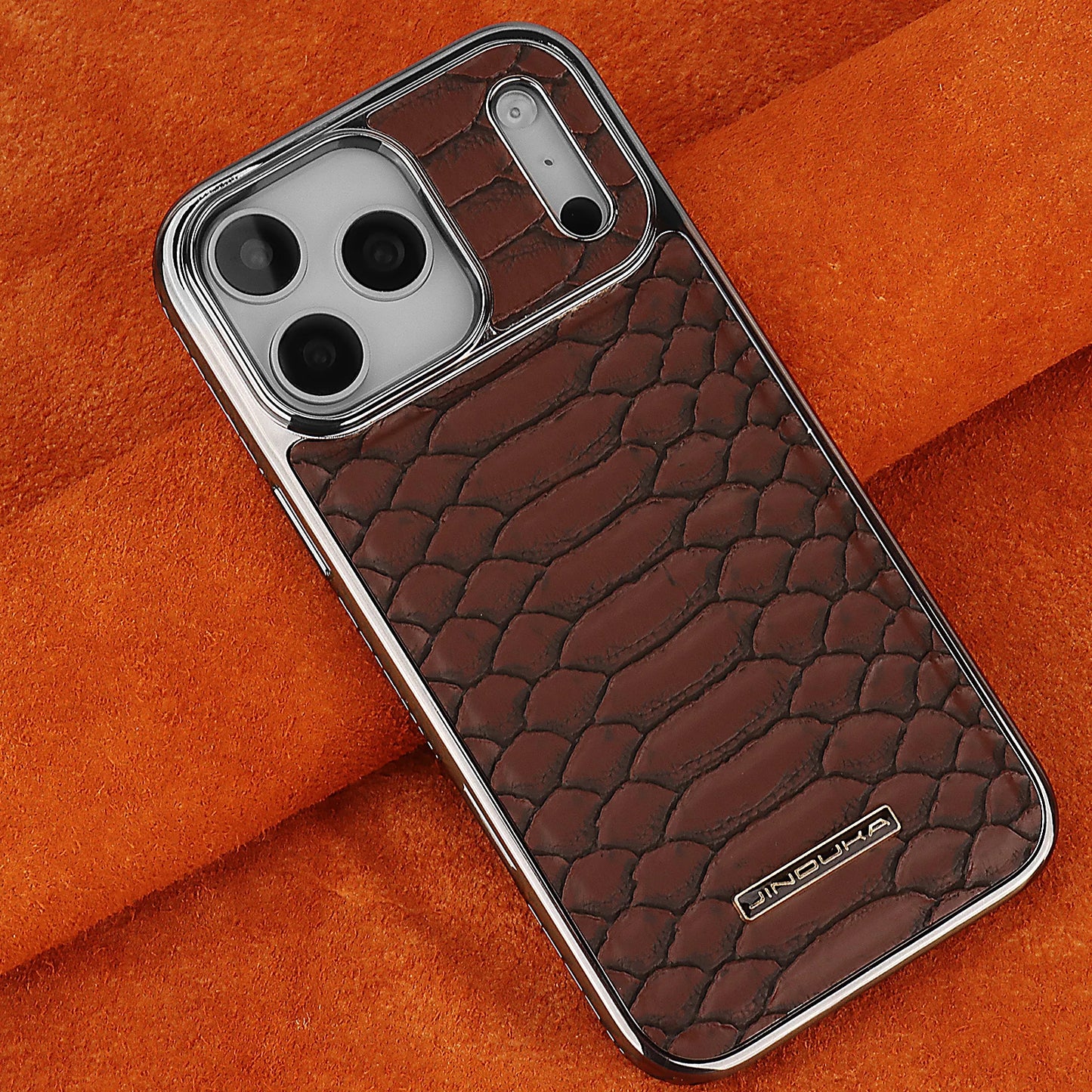 Luxurious And Stylish Snake Patterned Leather Phone Case, For IPhone 17 16 15 Pro Max 17Air Protective Case, With Flannel Lining