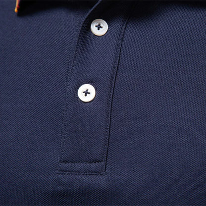 Men's Henley Neck Polo Shirt Cotton Solid Color Long Sleeve Autumn Winter Premium Luxury Mens Top