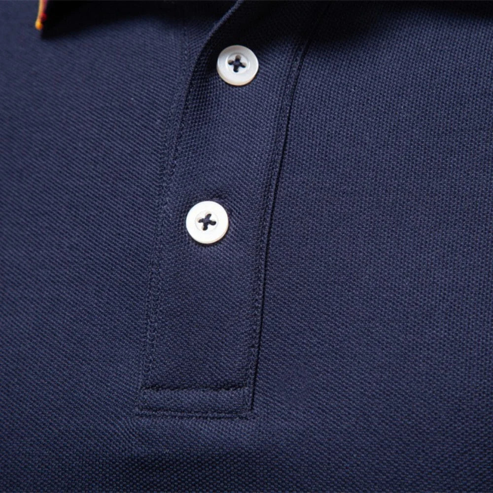2025 New Men's Mock Neck Polo Shirts for Men Cotton Solid Color Long Sleeve Polo Desinger Social Luxury Touch Male