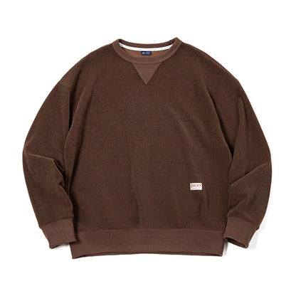 Heavyweight Round Collar Chenille Sweater for Men Spring and Autumn Basic Styles Long-sleeved Pullover Navy Blue T-shirts