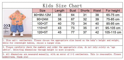 Summer Toddler Clothes Suit Full Print Dinosaur Pattern Short Sleeved Tshirt&shorts Set For Outdwear Tracksuit Boys Clothes Suit