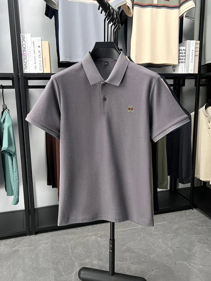 High end brand 100% cotton short sleeve polo shirt men's summer new soft breathable lapel T-shirt fashion letter embossed top