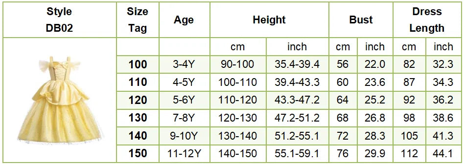 Girls Halloween Belle Dresses Girl Snow White Dress Kids Christmas Carnival Cosplay Clothes Children Princess Costumes