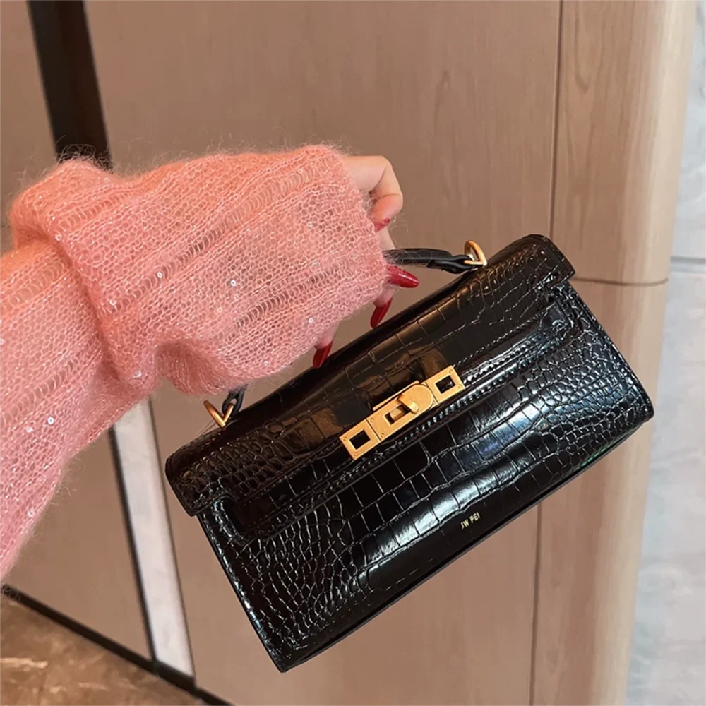 Crocodile Embossed Handbag, Luxury Designer Convertible Purse for Women, Crossbody & Shoulder Bag in New Style