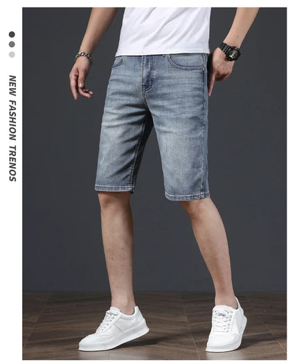 2025 Summer Brand Stretch Thin Bermuda Masculina Cotton Denim Jeans Jorts Men Knee Length Soft Ropa Hombre Shorts
