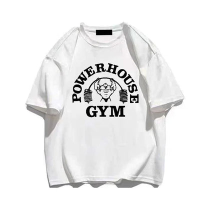 Powerhouse Gym Print T-Shirts Spring Summer Women Daily Casual Loose Cotton Clothing Harajuku Letter Appliques Women Tees