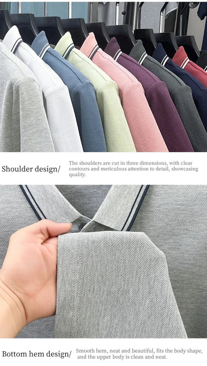 100% pure cotton men's short sleeved summer new golf casual polo shirt high-end brand designer pony embroidery design Tshirt top