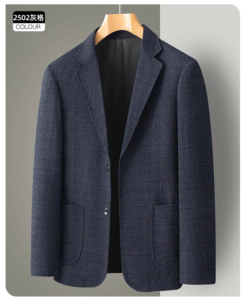 New Men's Blazer Fashion Middle-aged Business Casual Professional Wear Casual Loose British Style Sub-trend Four Seasons Suit