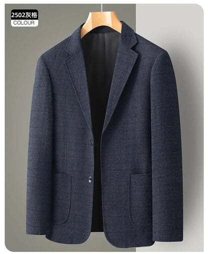New Men's Blazer Fashion Middle-aged Business Casual Professional Wear Casual Loose British Style Sub-trend Four Seasons Suit