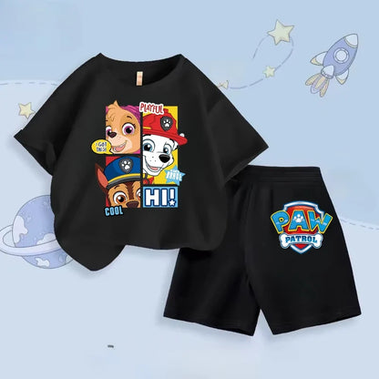 Summer Children's Sets Printed Clothes Boys Girls Kids Short Sleeve Tshirt + Shorts Suits Fashion Casual 2 Pieced Set