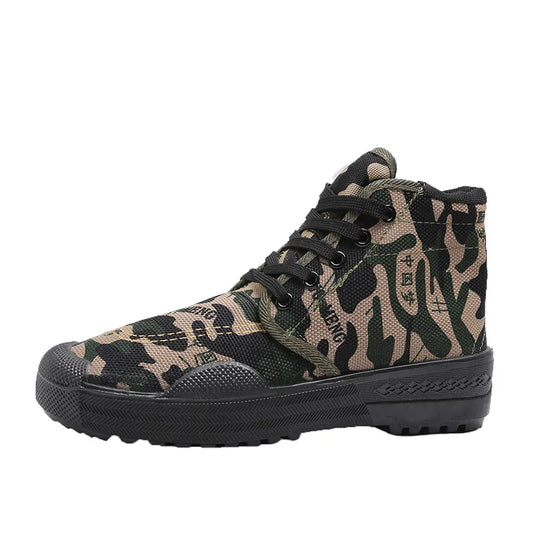 35-45 Men Boots Canvas Shoes Spring Autumn High Top Work Safety Ankle Botas Camouflage Non-slip Zapatillas Lace-up Footwear Y13