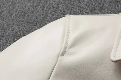 Men's Genuine Leather Jacket White Lapel Calfskin Jacket Natural Cowhide Men's Coat Slim Fit Top Layer Cowhide Biker Jacket