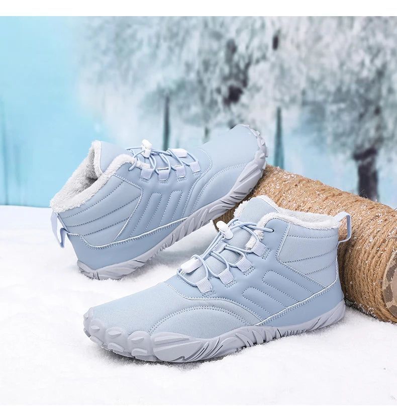Snow Boots Men Winter Shoes Barefoot Ankle Boots 36-46 Couple Snow Shoes Outdoor Hiking Shoes Fur Warm Plush Boots