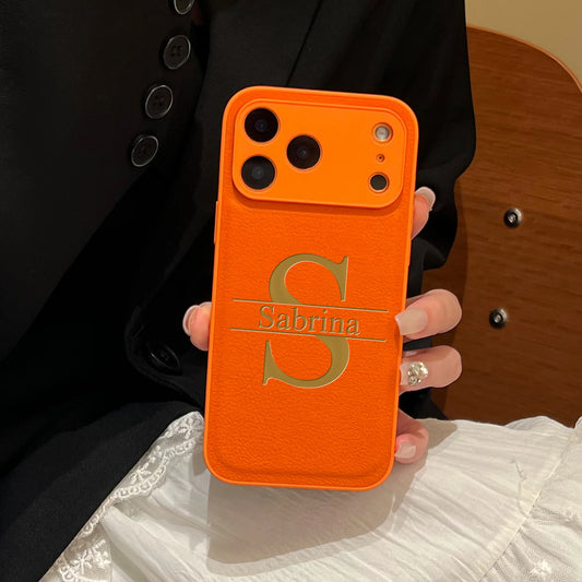 Custom Capital Letters Name Artificial Leather Multicolored Phone Case Gift For iPhone 17 16 15 14 13 12 11 Pro Max 17 Air Plus
