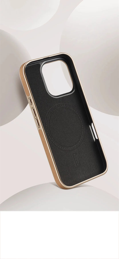 Premium Plating Frame Business Leather Magnetic Case for iPhone 17 16 15 14 13 Pro Max  Plus 17Air For Magsafe Shockproof Cover