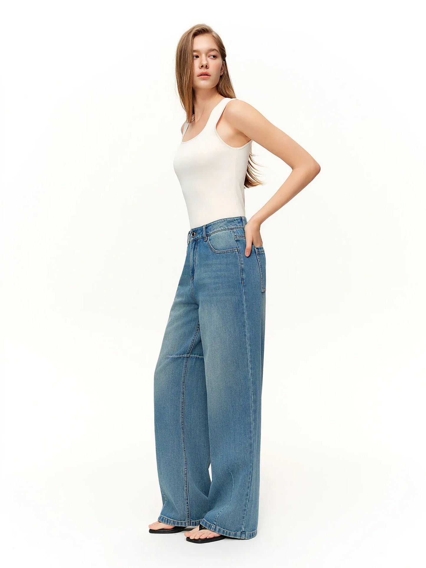 2026 Spring Women's High Waist Retro Washed Straight Leg Denim Pants - Versatile Elegant Design for Casual and Daily Wear