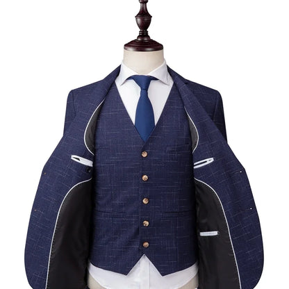 Men's Slim-fit 3-Piece Wedding Groom's Suit Vest Trousers High-end Fabric Double & Single Buckle Options M-4XL 2025