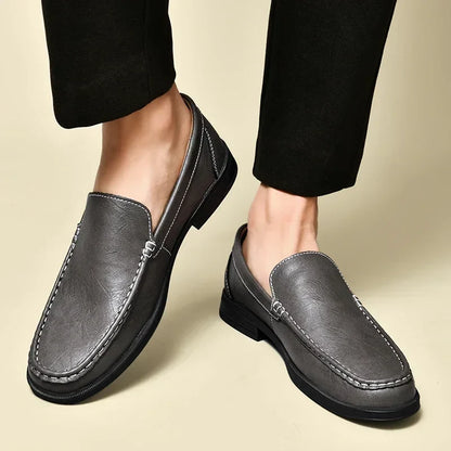 Leather Men Footwear Slip on Office Man Formal Shoes Wedding Party Men Dress Shoes Breath Driving Lazy Loafers