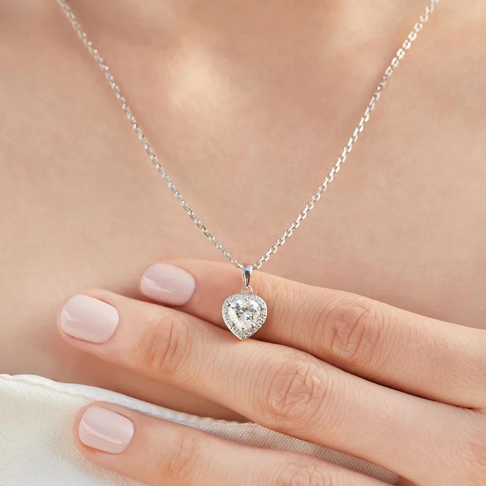 1CT Heart Cut Moissanite Necklace for Women Dainty 18k Gold Plated 925 Sterling Silver Neck Chain Pendant with GRA Certificate