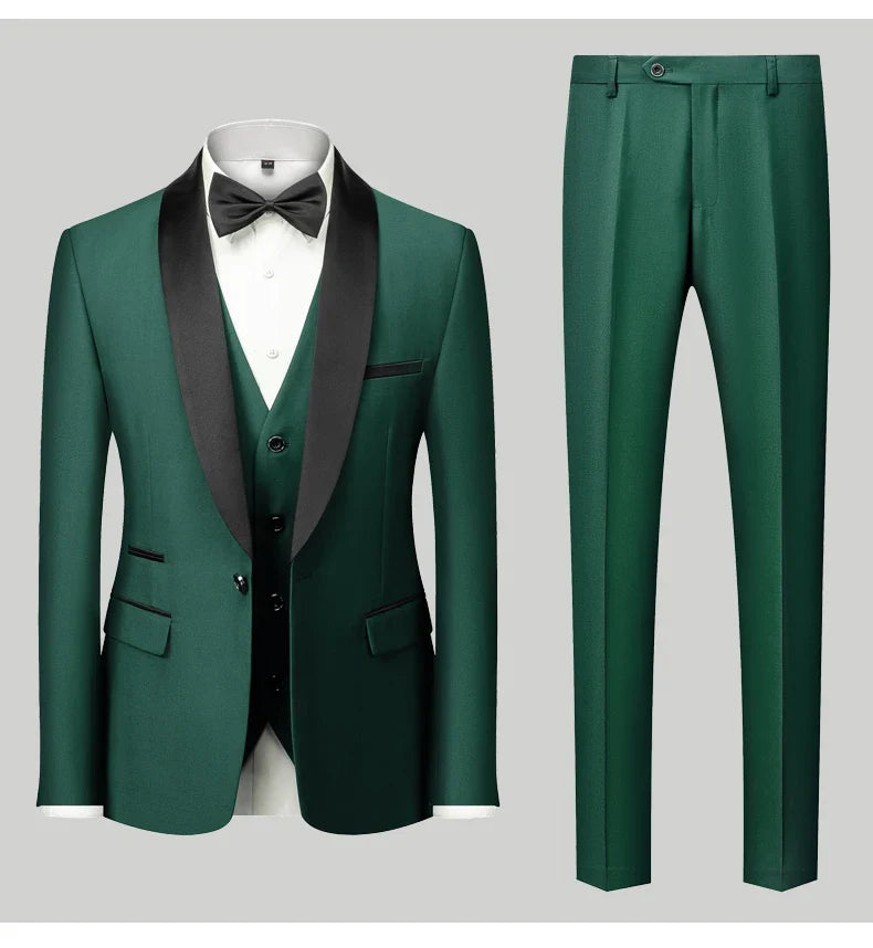 M-6XL Men's Casual Business Have Smoking Suit High End Brand Boutique Fashion Blazer Vest Pants Groom Wedding Dress Party Suit