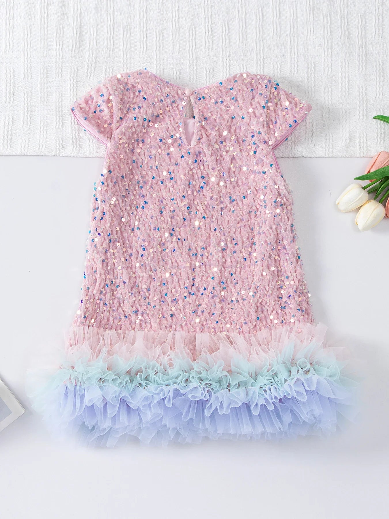 Girls Halloween Sequined Vest Skirt Princess TuTu Dress Children's Birthday Party Christmas Fluffy Dress Mesh Skirt Dresses L465