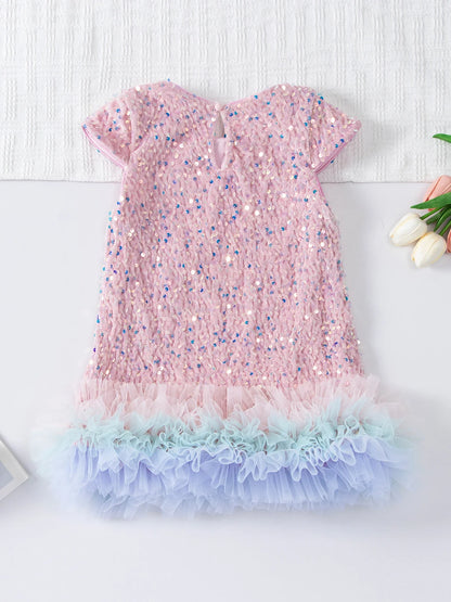 Girls Halloween Sequined Vest Skirt Princess TuTu Dress Children's Birthday Party Christmas Fluffy Dress Mesh Skirt Dresses L465