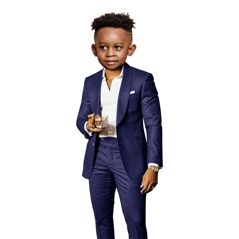 Many Colors Boys Regular Fit Suit Set 2 Pieces Jacket Pants Formal Banquet Outfit Handsome Comfortable Wedding Tuxedo For Kids