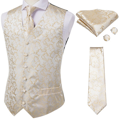 Adult Men's Vest for Suit Luxury Paisley Floral Plaid Suit Vest and Tie Set Blue Gold Red Sliver Wedding Vest Men