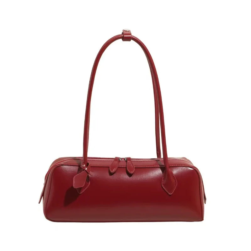 Vintage Long Shoulder Bag Women Shoulder Bag Luxury Cowhide Ladies Handbag Female Commuter Shopping Underarm Bag