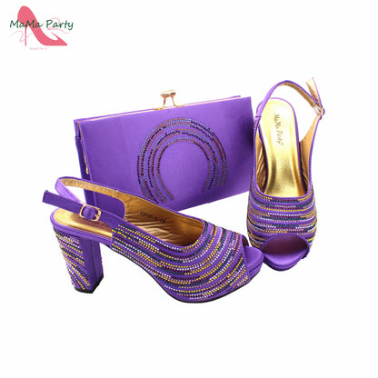 Orange Color Mature Pumps African Design Women Matching Shoes and Bag Set with Platform High Quality Sandals for Wedding