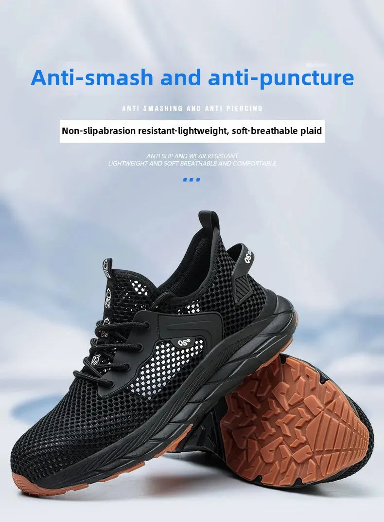 Fashion 2025 New Summer Breathable Safety Work Shoes Sneakers Comfortable Steel Toe Anti Puncture Indestructible Men Boots