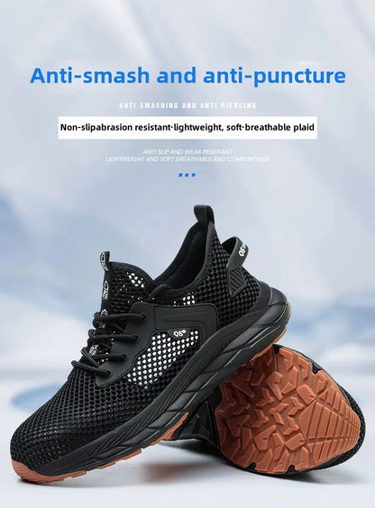 Fashion 2025 New Summer Breathable Safety Work Shoes Sneakers Comfortable Steel Toe Anti Puncture Indestructible Men Boots