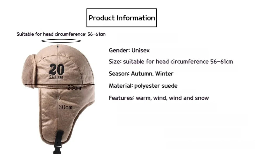 Men Winter Bomber Hat With Goggles Outdoor Motorcycle Windproof Warm Faux Fur Pilot Earflap Hat Leather Thermal Ushanka