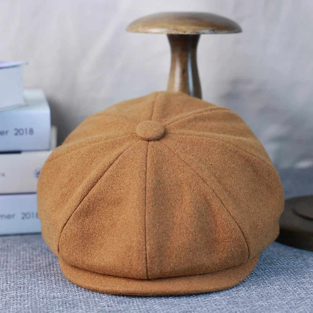 New Wool Newsboy Cap Black Khaki Men Women British Gatsby Retro Hat Driver Flat Cap for Male Vintage Beret for Men 009