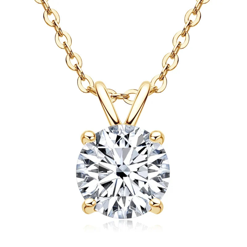 Certified 6.5MM 1CT Moissanite Pendant Necklace Real Silver Chain 925 for Women Sparkling Solitaire Drop Necklaces Jewelry