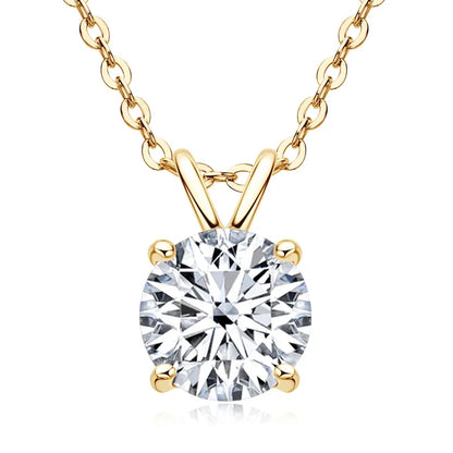 Certified 6.5MM 1CT Moissanite Pendant Necklace Real Silver Chain 925 for Women Sparkling Solitaire Drop Necklaces Jewelry