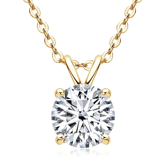 Certified 6.5MM 1CT Moissanite Pendant Necklace Real Silver Chain 925 for Women Sparkling Solitaire Drop Necklaces Jewelry