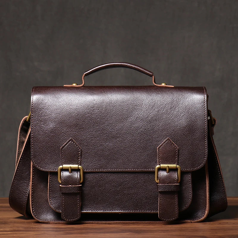 Retro Real Leather Messenger Bags Men and Women Shoulder Bag Natural Cowhide Crossbody Casual Handbag Luxury Cambridge Bags