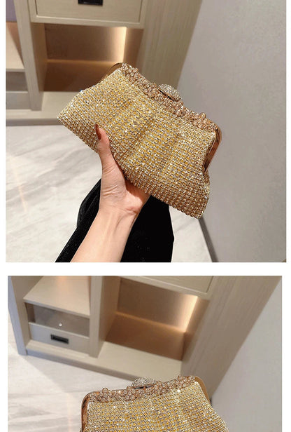 Luxury Rhinestone Evening Clutch Bag Wedding Bride Handbag Shiny Design Party Banquet Lady Portable Purse Sling Shoulder Bags