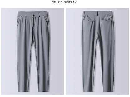 Summer New Stretch Soft Suit Pants Men Thin Fashion Business Elastic Waist Korean Slim Brand Clothes Casual Formal Trousers Male