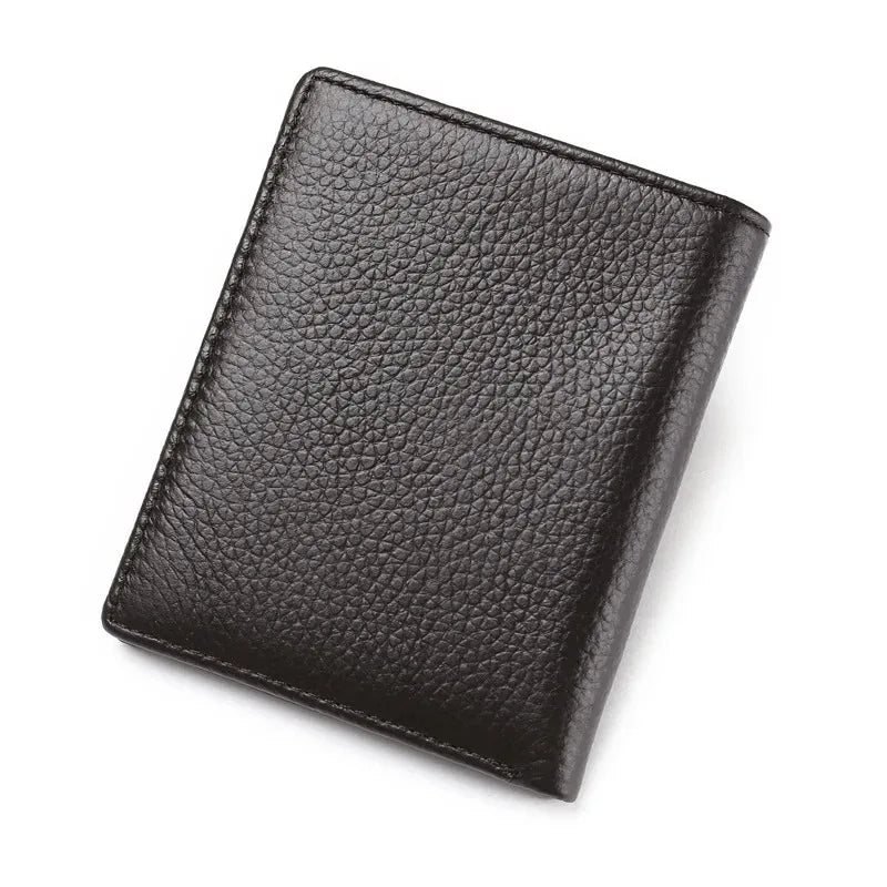 100% Genuine Leather Men Wallet Premium Product Real Cowhide Wallets For Man Short Black Credit Card Cash Receipt Holder Purse