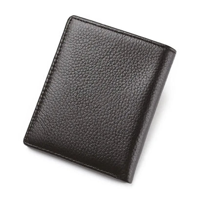 100% Genuine Leather Men Wallet Premium Product Real Cowhide Wallets For Man Short Black Credit Card Cash Receipt Holder Purse