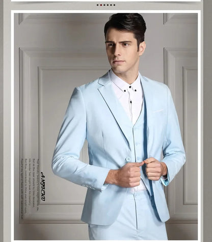 Blazers Pants Vest New Fashion Men Business Casual Suits / Male Solid Color Three Piece Sets Jacket Coat Trousers Waistcoat