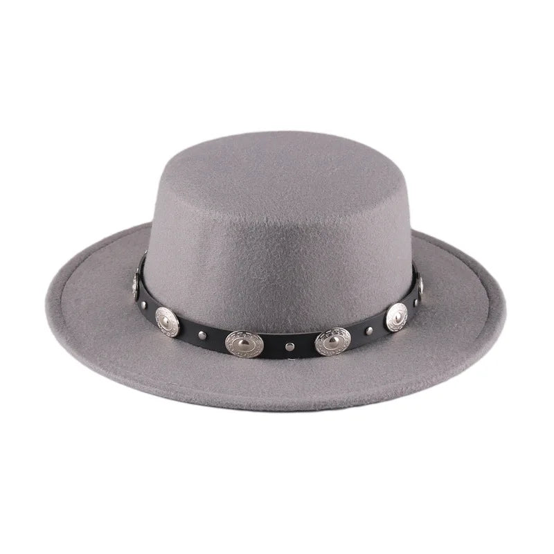 Panama Vintage Wide Brim Black Fedora Hat Men Flat Top Wool Jazz Cap Elegant Ladies Gentleman Gambler Hats