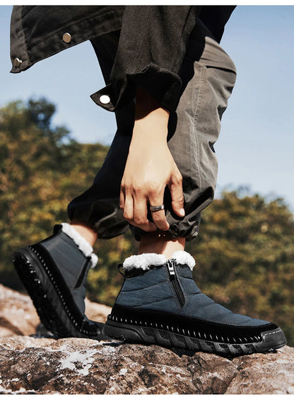 New Fashion Men's Boots Winter Plush Men Snow Boots Warm Fur Ankle Boots Outdoor Non-slip Sneakers Winter Casual  Boots Size 46